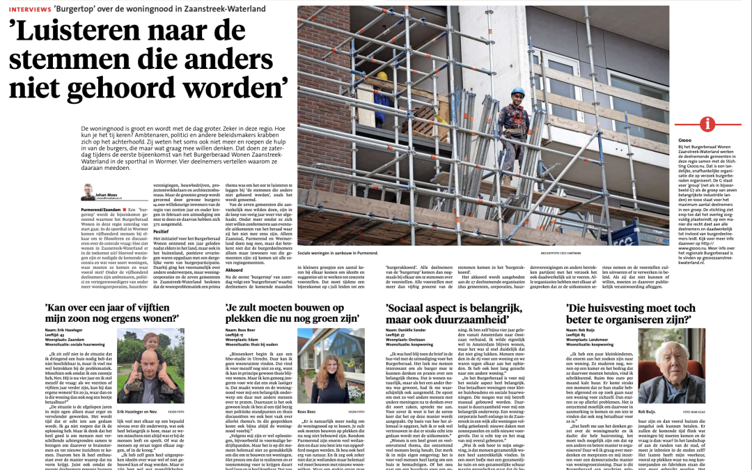 Artikel Noordhollands Dagblad, interview met 4 deelnemers